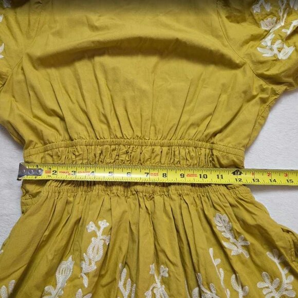 Anthropologie Yellow and White Embroidered Somerset Maxi Dress with pockets - Picture 9 of 11